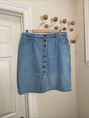 American Eagle Sport - Vintage 90s Button Down Mini Denim Skirt - Blue - 18